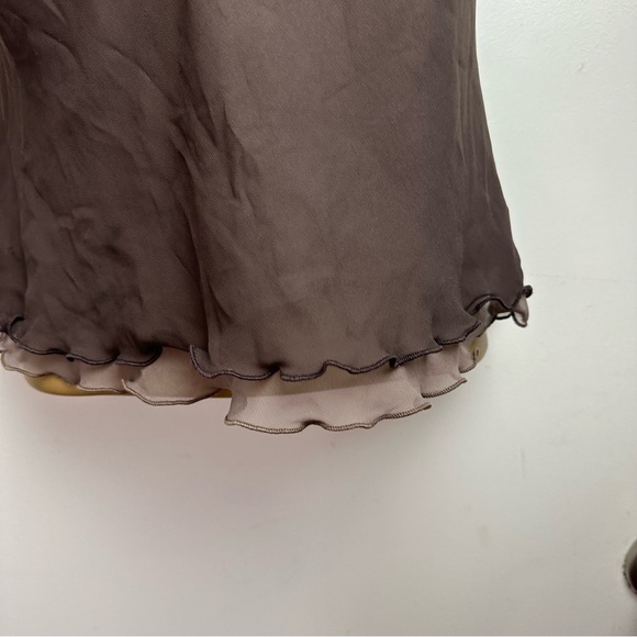 Ursula Brownish & Tan Y2K Vintage Tiered Chiffon Cowl Neck Whimsical Fairy Top 6 - Picture 6 of 14